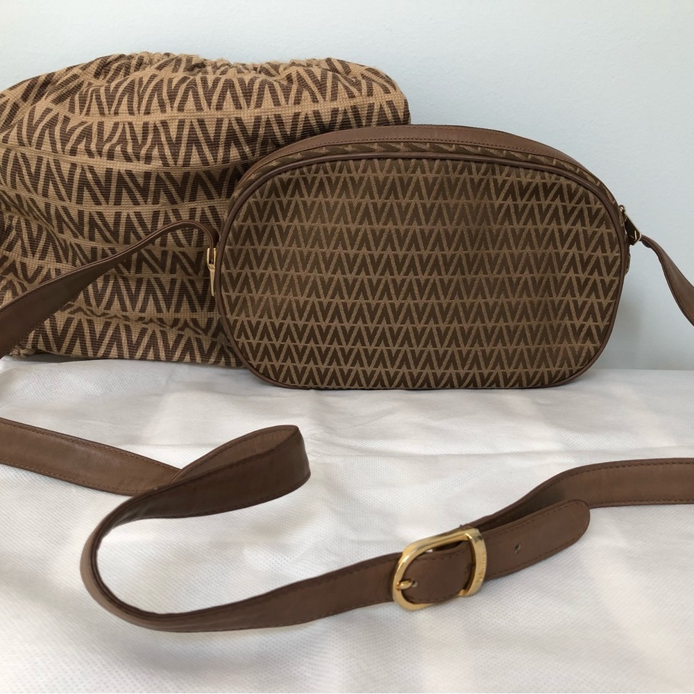 Vintage Mario Valentino Brown Patterned Crossbody Bag